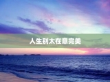 人生别太在意完美