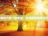 哪怕只有一丝希望，也请紧紧地抓住它