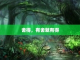 舍得，有舍就有得