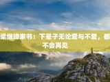 梁继璋家书：下辈子无论爱与不爱，都不会再见