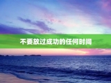 不要放过成功的任何时间