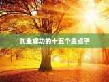 创业成功的十五个金点子