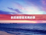 别忽略那些无用的事