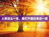 人就这么一生，我们不能白来这一遭