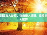 别离令人珍惜，伤痛使人清醒，幸福叫人迷醉