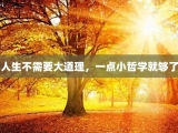 人生不需要大道理，一点小哲学就够了