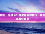 缘分，是什么？缘来缘去缘如水，花开花落终有时