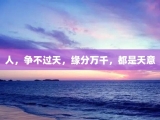 人，争不过天，缘分万千，都是天意