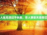 人生无须过于执着，尽人事安天命而已