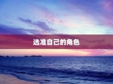 选准自己的角色