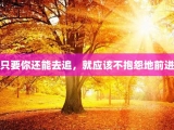 只要你还能去追，就应该不抱怨地前进