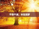 不惊不澜，半生如梦