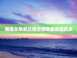 相遇太早总比相见恨晚要遗憾的多