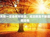 失败一定会有所收获，成功就是不断超越自我