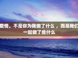 爱情，不是你为我做了什么 ，而是我们一起做了些什么