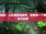 胡适：人生就算是做梦，也要做一个像样子的梦