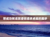 想成功就请放缓你追求卓越的脚步
