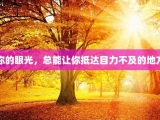 你的眼光，总能让你抵达目力不及的地方