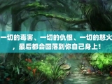 一切的毒害、一切的仇恨、一切的怒火，最后都会回落到你自己身上！