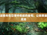 这些年在日常中总结的金句，让你受益无穷