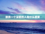 放弃一个深爱的人是什么感受