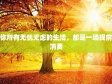 你所有无忧无虑的生活，都是一场提前消费