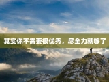 其实你不需要很优秀，尽全力就够了
