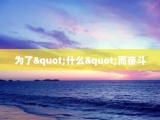 为了"什么"而奋斗