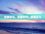 你要学习，你要学习，你要学习