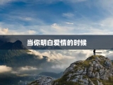 当你明白爱情的时候