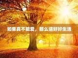 如果真不能爱，那么请好好生活