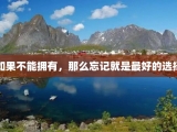 如果不能拥有，那么忘记就是最好的选择
