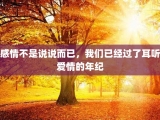 感情不是说说而已，我们已经过了耳听爱情的年纪