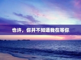 也许，你并不知道我在等你