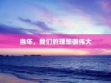 当年，我们的理想很伟大