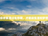 你总要渡过生存期，才能谈生活和梦想