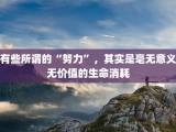 有些所谓的“努力”，其实是毫无意义无价值的生命消耗