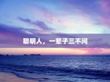 聪明人，一辈子三不问