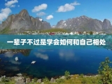 一辈子不过是学会如何和自己相处