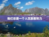 我们总要一个人沉默着努力