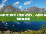 与其终日冥想人生有何意义，不如做点有意义的事