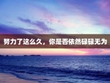 努力了这么久，你是否依然碌碌无为