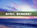 再不努力，我们真的就老了