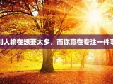 别人输在想要太多，而你赢在专注一件事