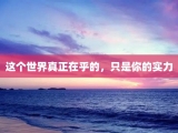 这个世界真正在乎的，只是你的实力
