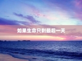 如果生命只剩最后一天