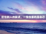盯住别人的缺点，一生伤害的是自己