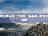 我们太年轻，分手是一道不得不做的逆命题