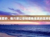 亲爱的 , 我只想让你知道我是真的喜欢你