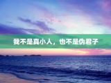 我不是真小人，也不是伪君子